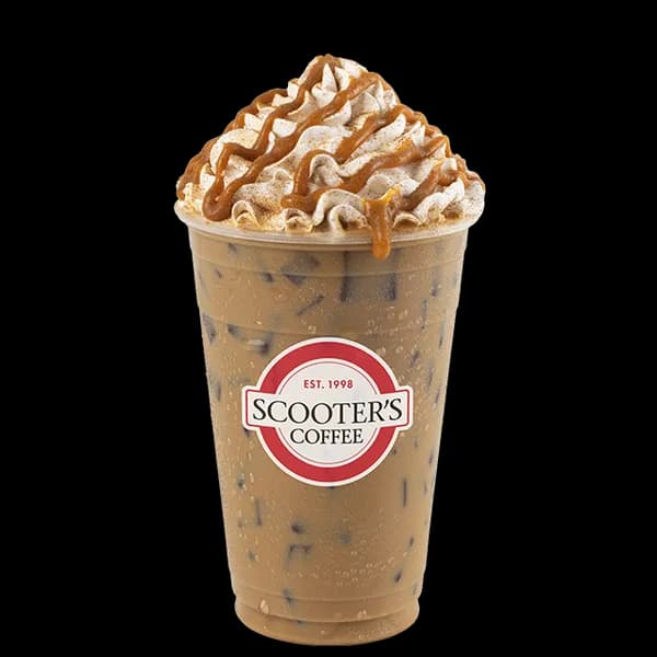 Iced Pumpkin Caramelicious Latte from Scooter's Coffee (official product photo)