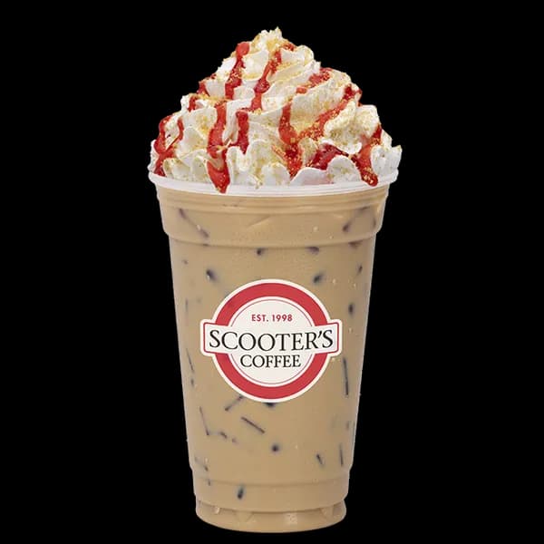 Iced Strawberry Shortcake Latte from Scooter's Coffee (official product photo)