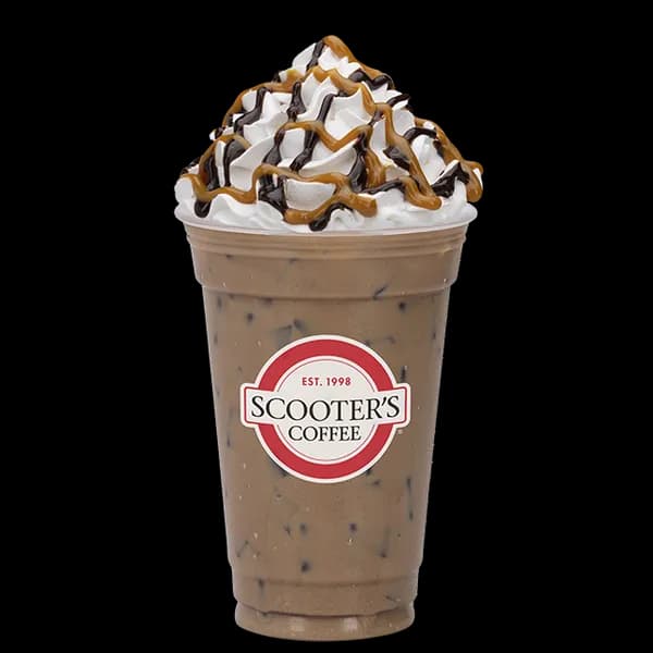 Iced Turtle Latte from Scooter's Coffee (official product photo)